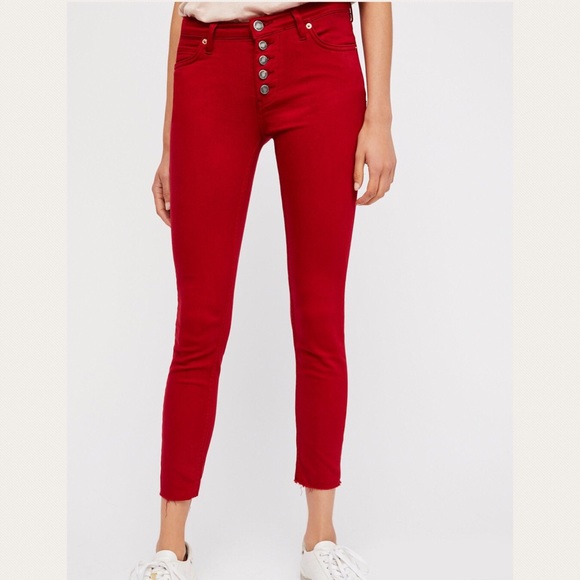 Free People Denim - Free People | NWOT Red Cropped Skinny Jeans